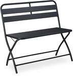Relaxdays Gartenbank Stahl Grau Klappbar 2-Sitzer 83,5 cm x 90 cm x 49 cm 8,1 kg