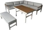 Greemotion Lounge-Set Miami Stahl 5-teilig inkl. Kissen Taupe-Hellgrau