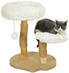 PawHut Kratzbaum Birnbaumholz Polyester Wei&szlig; 50L x 47B x 61,5H cm