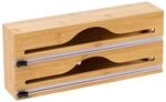 Relaxdays Folienspender Bambus Natur mit Schneider 14 cm x 33 cm x 7 cm 0,73 kg