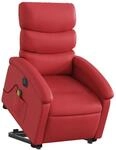 vidaXL Massagesessel mit Aufstehhilfe Elektrisch Rot Kunstleder 3204066