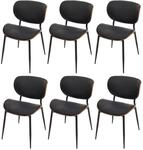 MCW Esszimmerstuhl O45 6er-Set Walnuss-Optik Schwarz