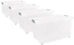 BigDean 4er Set Eurobox mit Deckel und Rollen 60 x 40 x 33 cm Transparente