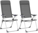 vidaXL Klappbare Campingst&uuml;hle 2 Stk Grau Aluminium 44304