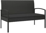 vidaXL Gartenbank mit Kissen Schwarz 105 cm Poly Rattan 362168