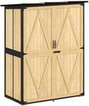 Outsunny Gartenschrank Tannenholz Stahl Naturholz 140L x 74B x 173H cm