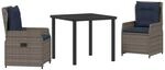 vidaXL Garten Essgruppe 3-Tlg Grau Poly Rattan 3381030