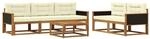 vidaXL Outdoor-Sofagarnitur mit Kissen 6 Stk Natur und Creme 3382333