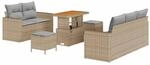 vidaXL Garten-Sofa-Set H&ouml;henverstellbar 8-Tlg Beige Poly Rattan 3361562
