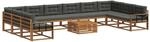 vidaXL Outdoor-Sofagarnitur mit Kissen 11-Tlg Natur und Anthrazit 3368285