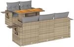 vidaXL 6-Tlg Garten-Sofagarnitur mit Kissen Beige Poly Rattan 3327104