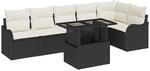 vidaXL Garten-Sofa-Set mit Kissen 7-Tlg Schwarz Poly Rattan 3357210