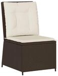 vidaXL Gartensessel mit Liegefunktion und Kissen Braun Poly Rattan 368974