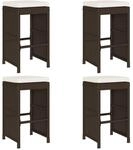 vidaXL Garten-Barhocker mit Kissen 4 Stk Braun Poly Rattan 368688