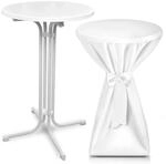 Beautissu Bellini Stehtisch &Oslash; 70cm Wei&szlig; mit Premium Stehtischhusse &Oslash; 70cm Wei&szlig;