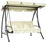 Outsunny 2 in 1 Hollywoodschaukel mit Liegefunktion 200 x 125 x 170 cm Cremewei&szlig;