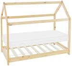 ML-Design Kinderbett 80x160 cm Natur mit Matratze Dach und Lattenrost Hausbett
