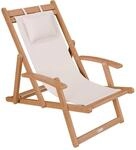Juskys Akazienholz Strandliege Tavira Creme
