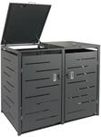 PROREGAL M&uuml;lltonnenbox XL 2er 116x141x98cm Erweiterbar Anthrazit