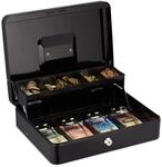 Relaxdays Handkasse Eisen Schwarz Abschlie&szlig;bar 8,5 cm x 30,5 cm x 24,5 cm 1,8 kg