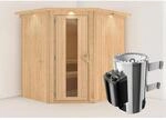 Karibu Sauna Livia mit Ofen integrierte Stg.LED-Dachkranz Natur
