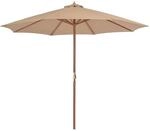 DELUKE Sonnenschirm Aus Holz ANNA Taupe HxB 258x300cm Sonnenschirm 300cm...