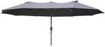 DELUKE Doppel-Sonnenschirm WINDA Grau Aluminium Gartenschirm Balkonschirm UV-Schutz