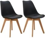 Svita Mats 2er Set Esszimmerst&uuml;hle K&uuml;chenst&uuml;hle Holz Lehne Kunstleder Schwarz