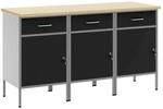 vidaXL Werkbank mit Schubladen 3-Tlg Schwarz und Grau 150 x 55 x 85 cm 3321366