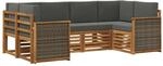 vidaXL Ecksofa Set mit Kissen 5 Stk Natur und Anthrazit 3384768
