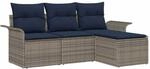 vidaXL Gartensofa-set mit Kissen mit Speicher 4 Stk Grau Poly-Rattan 3353984