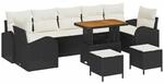 vidaXL Garten-Sofa-Set mit Kissen 10-Tlg Schwarz und Creme 3364330