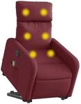 vidaXL Elektrischer Massagesessel mit Aufstehhilfe Weinrot Stoff 3206729