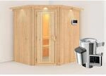 Karibu Sauna Livia mit Ofen externe Stg.Easy LED-Dachkranz Natur