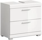 Waschbeckenunterschrank mit Schubladen 60 x 56 x 34 cm Front Wei&szlig; Hochglanz...