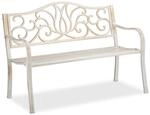 Relaxdays Gartenbank Stahl Gusseisen Wei&szlig;-Bronze 2 Personen 90 cm x 127,5 cm x 63 cm
