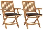 vidaXL Gartenst&uuml;hle 2 Stk mit Taupe Kissen Teak Massivholz 3062414