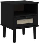 vidaXL Nachttisch SENJA Rattan-Look Schwarz 40x35x48 Massivholz Kiefer