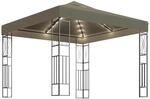 vidaXL Pavillon mit LED-Lichterkette 3x3 m Taupe Stoff 3070330