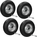 ECD Germany Schubkarrenrad 4er Set PU Gummi &Oslash; 390 mm Schwarz mit Achse