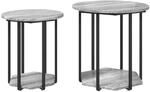 vidaXL Beistelltisch-Set mit Regal 2-Tlg Grau Sonoma und Schwarz 869717