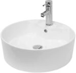 ECD Germany Waschbecken 460 x 155 mm Keramik Wei&szlig; inkl Ablaufgarnitur &Uuml;berlauf