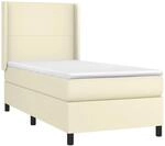 vidaXL Boxspringbett mit Matratze & LED Creme 80x200 cm Kunstleder 3139231