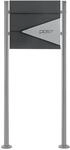ML-Design Standbriefkasten mit Zeitungsfach Pfosten 120 cm Anthrazit-Silber
