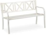Relaxdays Gartenbank Stahl Wei&szlig;/Bronze Zweisitzer 127 cm x 63 cm x 80,5 cm