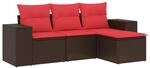 vidaXL 4-Tlg Gartensofa-Set mit Kissen Braun Polyrattan 3222473