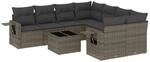 vidaXL 9-Tlg Garten-Sofagarnitur mit Kissen Grau Poly Rattan 3219959