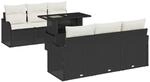 vidaXL Garten-Sofa-Set mit Kissen 7-Tlg Schwarz Poly Rattan 3357120