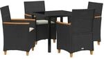 vidaXL Garten Essgruppe 5-Tlg Schwarz Poly Rattan 3381087