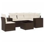 vidaXL 6-Tlg Garten-Sofagarnitur mit Kissen Braun Poly Rattan 3222582